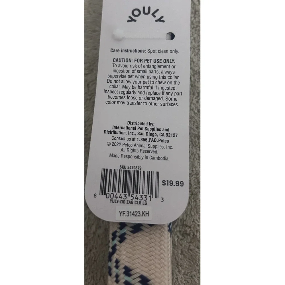 YOULY The Avant-garde Pink and Blue Dog Collar NEW Size Large